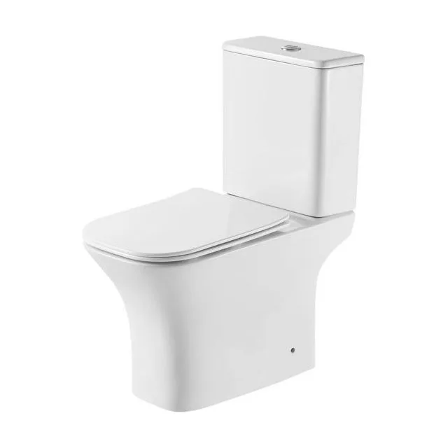 Унитаз напольный Grossman Classic GR-4464SQ-K26 (640х355х795) безободковый,белый с тонкой крышкой,микролифт,смыв торнадо,2 места