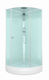 Душевая кабина Domani Spa Simple 99 V1.2 без электрики, с крышей, низкий поддон 900x900x2180 (бел. стенки, сатин мат. стекла) DS01Sm99LWM00-V1.2 Официальный дилер