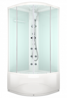 Душевая кабина Domani Spa Delight Slim 110 с электрикой, высокий поддон 1000x1000x2180 (бел. стенки, сатин мат. стекла) DS01DS110HWM10 Официальный дилер 