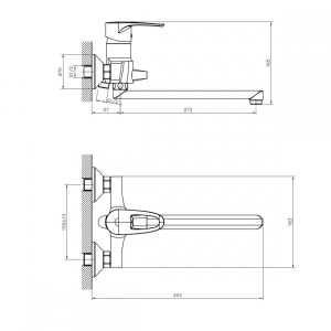 Смеситель DECOROOM DR70043 одноручный  для ванны универсальный с поворотным изливом 300 мм
