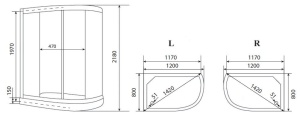 Душевая кабина Timo Eco TE-0702 L 120х80х218