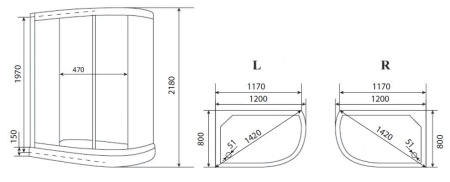 Душевая кабина Timo Eco TE-0702 L 120х80х218
