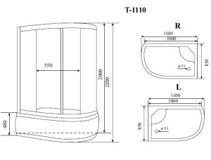 Душевая кабина Timo Standart T-1110 P L 110х85х220