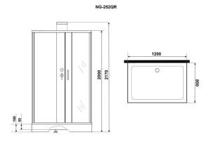 Душевая кабина Grossman Elegans GR252Q 120х80х217 L/R без крыши