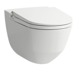 Подвесной унитаз-биде Laufen Riva 39,5*60 безободковый с крышкой-сиденьем микролифт и покрытием LLC