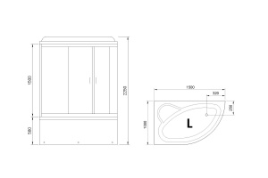 Душевая кабина RB 150ALP-C (матовое) левая 150x100x225