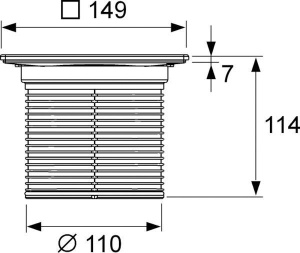 Декоративная решетка TECEdrainpoint S, 150 мм, в стальной рамке, с фиксаторами, с монтажным элементом