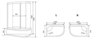 Душевая кабина Timo Lux T-7720 R 120*85*220 с эл 