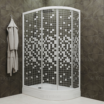 Душевое Ограждение Коралл 120*80 А Левое низкий поддон стекло мозаика
