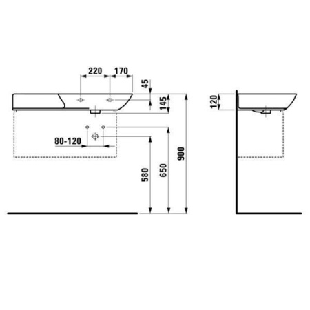 Раковина Laufen Ino 90*36 R