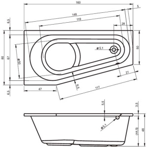 Акриловая ванна Riho Delta 160*80 L (комплект)