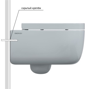 Унитаз подвесной BERGES EGO XL 54 см, сиденье дюропласт Toma SO, микролифт, быстросъем
