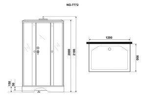 Душевая кабина Niagara Luxe NG-7772QW 120х90х210 стенки серебро