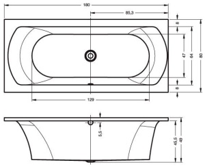 Акриловая ванна Riho Lima 180*80 R (комплект)