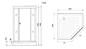 Душевая кабина Niagara Luxe NG-7702DG 100х100х210 L/R стенки золото