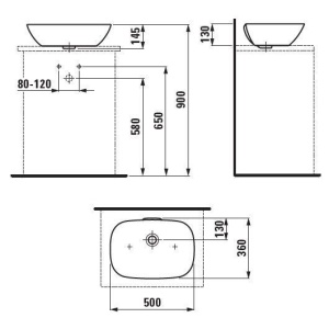 Накладная раковина Laufen Ino 50*36