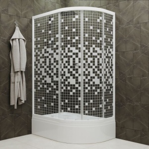 Душевое Ограждение Коралл 120*80 В Левое средний поддон стекло мозаика