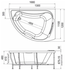 Акриловая ванна Radomir Альбена 168х120 L комплект