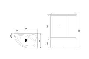 Душевая кабина RB 150ALP-C (матовое) правая 150x100x225