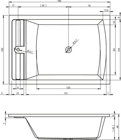 Встраиваемая акриловая ванна Riho Savona 190*130 (комплект)