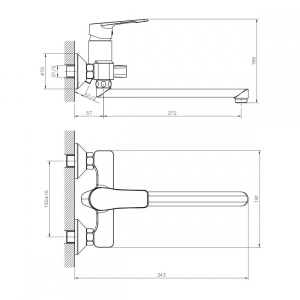 Смеситель DECOROOM DR23043 одноручный  для ванны универсальный с поворотным изливом 300 мм