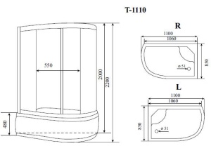 Душевая кабина Timo Standart T-1110 P R 110х85х220