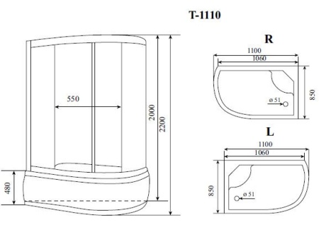 Душевая кабина Timo Standart T-1110 P R 110х85х220