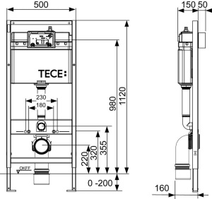 Комплект инсталляции 4 в 1 с панелью смыва ТЕСЕambia для установки подвесного унитаза (K400200)