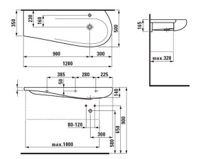 Раковина Laufen Ilbagnoalessi One 120*50 R с покрытием LCC