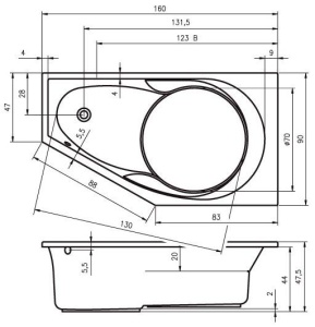 Ванна Riho Yukon 160*90 L (комплект)
