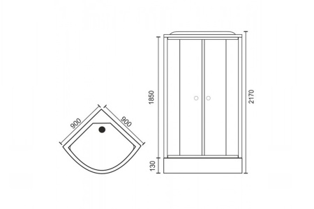 Душевая кабина RB 90HK6-WT (белое/прозрачное) 90x90x217  задняя стенка акриловая 