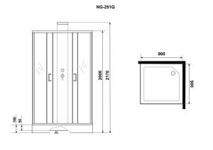 Душевая кабина Grossman Elegans GR251Q 90х90х217 L/R без крыши