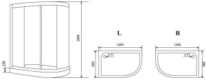 Душевой уголок Timo BY-549 L 120*80*200 с поддоном