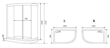 Душевая кабина Timo Premium Ilma 902 R 120*80*222 с крышей