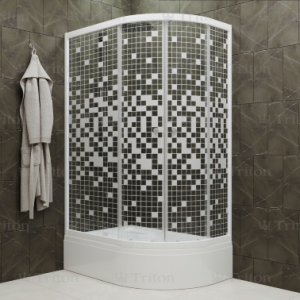 Душевое Ограждение Коралл 120*80 В Левое средний поддон стекло мозаика
