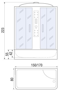 Душевая кабина River Wisla 170/80/55 ТН 170х80х223