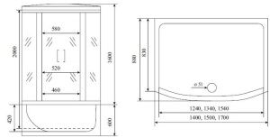 Душевая кабина Timo Standart Т-6650 Black 150х88х220