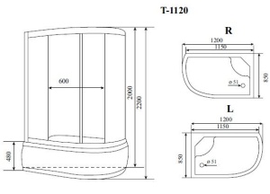 Душевая кабина Timo Standart T-1120 R 120х85х220