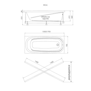 Акриловая ванна Тритон Рига 1700х700х580