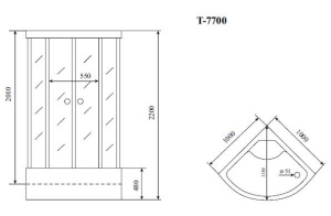 Душевая кабина Timo Lux T-7700 100х100х220 задняя стенка акриловая 