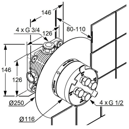 Смеситель Kludi Pure&Solid 346550575 для душа скрытый монтаж