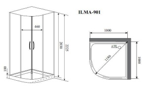 Душевая кабина Timo Premium Ilma 901 100х100х222 без крыши