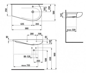Раковина Laufen Ilbagnoalessi One 90*35 R с покрытием LCC