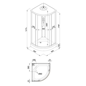 Душевая Кабина Вельвет 80*80 А полукруг низкий поддон 