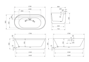 Акриловая ванна ABBER AB9444MW 170х80 белая матовая