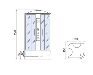 Душевая кабина River Temza 150/55 TH 150х150х220