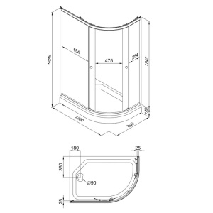 Душевой уголок "Коралл" Левый, низкий поддон 1200x800x1915