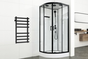 Душевая кабина FATO RB 90HK-T-BL (прозрачное) 90х90х215 черный профиль 