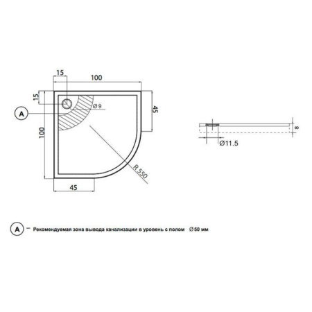 Душевой поддон Aquanet Alfa/Delta 100*100*9,5 + панель