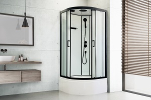 Душевая кабина FATO RB 85CK-М-BL (рифленое) 85х85х215 профиль черный 
